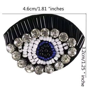 Beaded Rhinestone Eyeball Applique 2"x1.25" Sew On